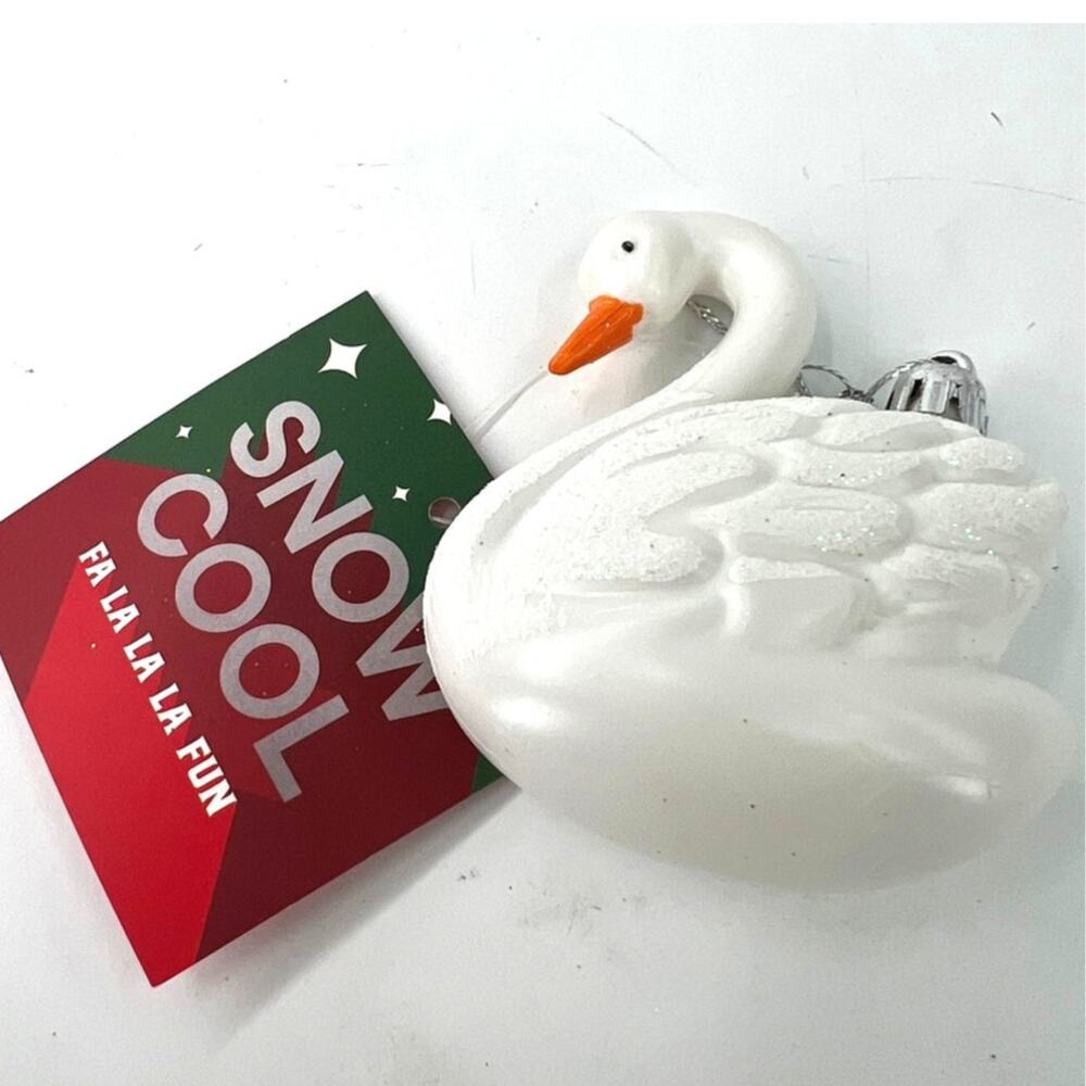 New Snow Cool Christmas Swan Tree Ornament Glitter White